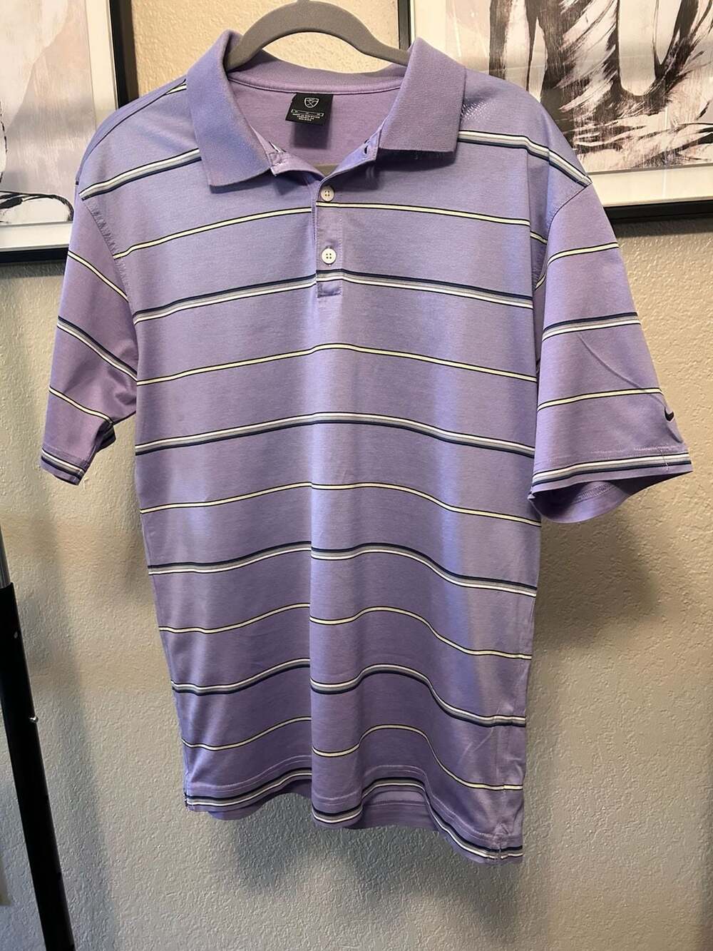 Nike Golf Striped Polo Shirt Purple Size M F3